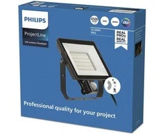 LED prožektorius PHILIPS, IP65, 50W, 3000K, 4500lm, su judesio jutikliu, juodas, 22,3x5,7x21 cm | Philips