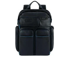 Piquadro, Mėlyna Square, Leather, Leather Backpack, Juodas, CA5573B2V, Unisex, Size L