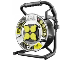 KEL HAEVY LINE ritės ilgintuvas 20m H05RR-F 3x1.5 4xGS /+terminis saugiklis/ 16A IP44 juodas