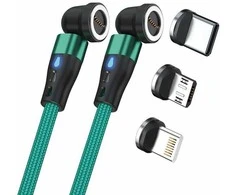 USB laidas Realpower USB-A - USB-C + microUSB + Lightning 1 m Žalias (439650)