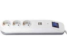 Listwa zasilająca REV Steckdosenleiste ICE 3-fach USB &amp; Schalter, 1,4m baltas