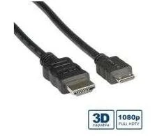 ROLINE HDMI didelės spartos kabelis su Ethernet, HDMI A tipo M - HDMI C tipo M 0,8 m, 0,8 m, HDMI A tipo (standartinis), HDMI C tipo (mini), 1920 x 1080 pikselių, juodas