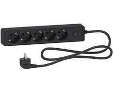 SCHNEIDER ELECTRIC UNICA EXTEND - SCHUKO TRAILING LEAD - 5 OUTLETS - ANTHRACITE