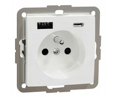 Schneider Electric SCHNEIDERE Vienvietis lizdas su įžeminimu Schneider Sedna Design SDD111072 su USB A+C 3A besriegiais gnybtais, baltas dizainas ir elementai