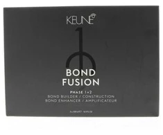 Rinkinys Keune: Bond Fusion Phase 1 plaukų priežiūros losjonas-kaukė Bond Repair, 500 ml + Bond Fusion Phase 2 plaukų priežiūros losjonas-kaukė Bond Enhancer, 500 ml + matavimo puodelis