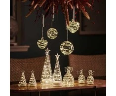 „Sirius Home Sweet Christmas Ball“, Šviečiama dekoracijos figūrėlė, Permatomas, Stiklas, 8 lemputės, LED, Baterija