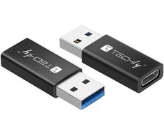 Adapteris USB Techly USB-A - USB-C Juodas (IADAP-USB3-AFT)