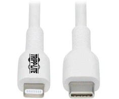 Tripp Lite M102AB-01M-WH 3,3 pėdų USB-C–Lightning sinchronizavimo įkrovimo laidas, baltas