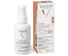 Vichy Capital Soleil UV-Age Daily Vanduo Fluid Medium SPF 50+ apsauginis veido fluidas su atspalviu, 40 ml