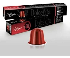 Dolce Vita Intenso — intensyvios stiprios kavos kapsulės 10vnt. (50% Arabica, aliumininės) (tinka Nespresso* sistemai)