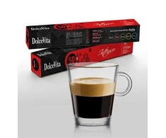 Dolce Vita Intenso — intensyvios stiprios kavos kapsulės 10vnt. (50% Arabica) (tinka Nespresso* sistemai)