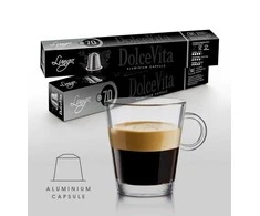 Dolce Vita Lungo — lungo kavos kapsulės 10vnt. (70% Arabica, aliumininės) (tinka Nespresso* sistemai)