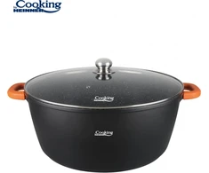 ALIUMINIO PADAŽŲ KEPTUVAS SU DANGTELIU 44X19 CM, 23L, TAMSIOSIOS LINIJOS, „COOKING BY HEINNER“