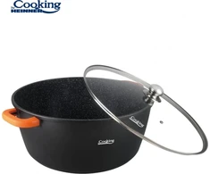 ALIUMINIO PADAŽŲ KEPTUVAS SU DANGTELIU 44X19 CM, 23L, TAMSIOSIOS LINIJOS, „COOKING BY HEINNER“