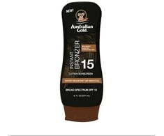 Australian Gold Instant Bronzer Lotion Sunscreen SPF15 Apsauginis losjonas nuo saulės su bronzantais, 237 ml