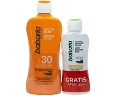 Babaria Aloe Apsauginis kremas nuo saulės SPF30, 200 ml Balzamas po deginimosi, 1 vnt.