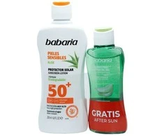 Babaria Aloe Protector Solar Spf50 Piel Sensible Resistente Al Agua, 200 ml Balsamo After Sun 1u