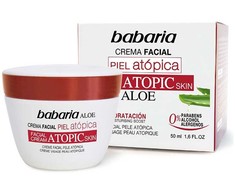 Babaria Aloe Vera Facial Kreminis Atopic Skin 0% veido kremas atopinei odai, 50 ml
