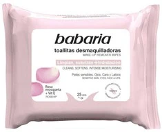 "Babaria Rosa Mosqueta" makiažo šalinimo servetėlės 25 vienetai