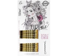"Eurostil" plaukų segtukų dėžutė "Double Wave Bronze" 24vnt