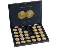 Dėžutė 30x1 oz auksinėms Klevo lapo monetoms su kapsulėmis