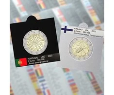 Vėliavėlės-lipdukai 2 eurų monetoms holderiuose 2023 (Balta)