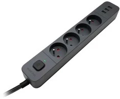 Defender listwa SFS 133 4G+3xUSB 1.5m juoda