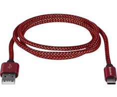 Defender USB AM-TYPE C 1,0m 2.1A Raudona