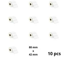 Zebra 80mm x 42mm Thermal Paper Labels 25 mm Core Dore Manufacturer, 10 pcs