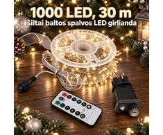 1000 LED, 30 m šiltai balta LED girlianda