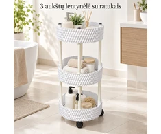 3 aukštų plastikinė lentyna su ratukais