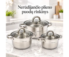3 puodų rinkinys su dangčiais TR2295