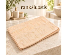 34 × 74 cm rožinės spalvos bambuko pluošto ir medvilnės rankšluostis su bambukų raštu