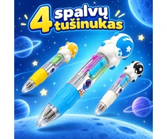 4 spalvų tušinukas su kosmonauto dekoracija