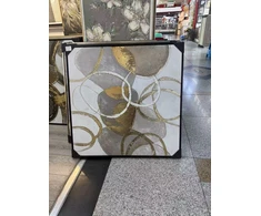 „Auksinė geometrija“ modernus abstraktus paveikslas, 80 × 80 cm