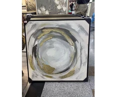„Auksinis sūkurys“ abstraktus paveikslas, 80 × 80 cm