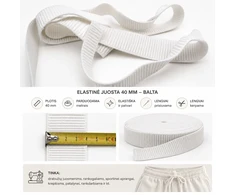 Balta elastinė juosta 40 mm – parduodama metrais