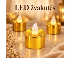 dekoratyvinė led žvakutė, auksinės spalvos, 3,5 × 3,5 cm