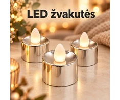 dekoratyvinė led žvakutė, sidabrinės spalvos, 3,5 × 3,5 cm