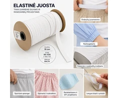 Elastinė juosta siuvimui 19 mm (45m) – balta