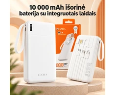 Išorinė baterija su integruotais laidais EZRA PB147-1 10 000 mAh