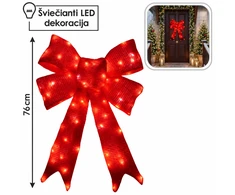 kalėdinė 3D LED dekoracija – raudonas kaspinas, 76 cm, 112 LED