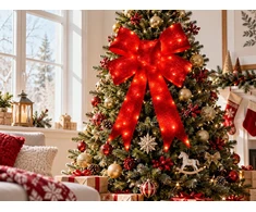 kalėdinė 3D LED dekoracija – raudonas kaspinas, 76 cm, 112 LED