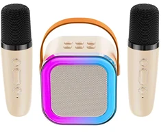 Karaoke kolonėlė su mikrofonais (Bluetooth, LED apšvietimas) Rožinė