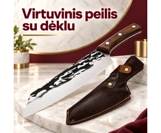 Kokybiškas masyvus kapoklės tipo peilis su odiniu dėklu
