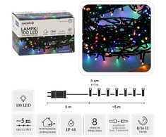 LED girlianda, 100 LED, 8 m, spalvota