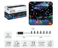 LED girlianda, 100 LED, 8 m, spalvota