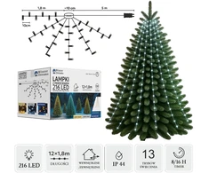 LED girlianda su žiedu, 12 × 1,8 m, 216 LED, šaltai balta