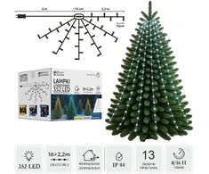 LED girlianda su žiedu, 16 × 2,2 m, 352 LED, šaltai balta