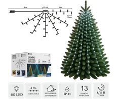 LED girlianda su žiedu, 16 × 3 m, 480 LED, šaltai balta